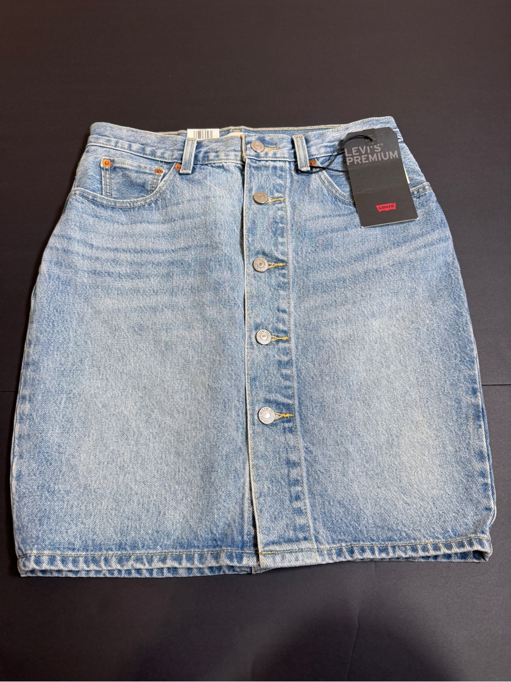 Levi's Light Blue Button-Front Denim Midi Skirt